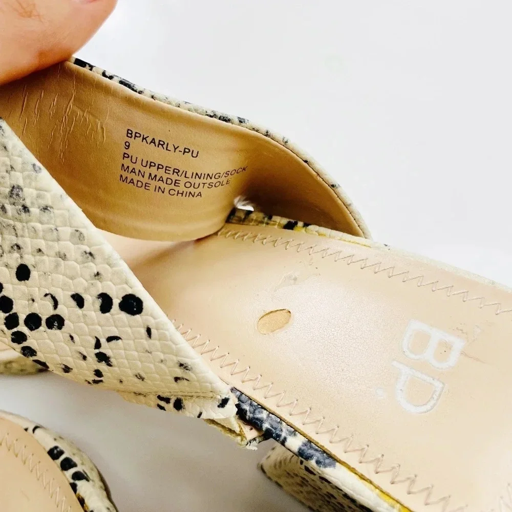 BP Karly Sandals Block Heel Snake Crocodile Print Platform Slide‎ Size 9